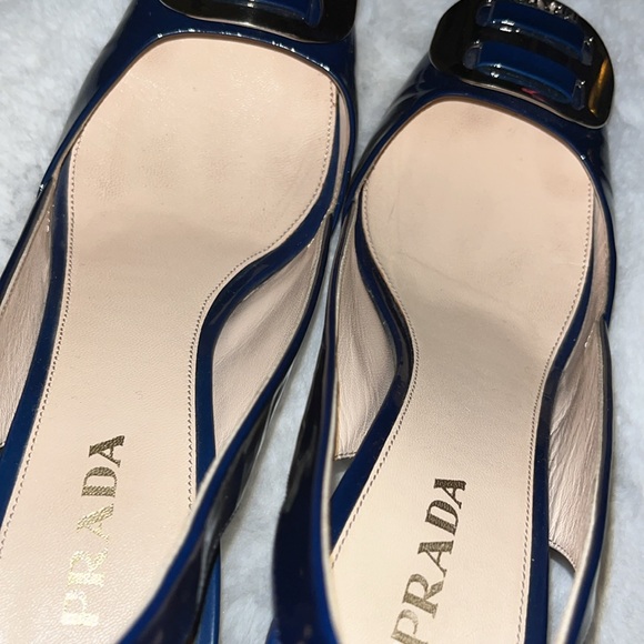 🔥 PRADA Luxury Blue Patent Leather Heels w/Buckle size: 39  🔥 - Picture 14 of 17